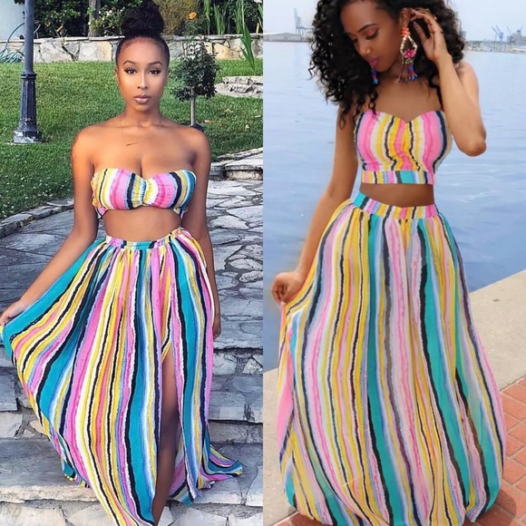 Dresses & Skirts - 2pc Striped Dress Set